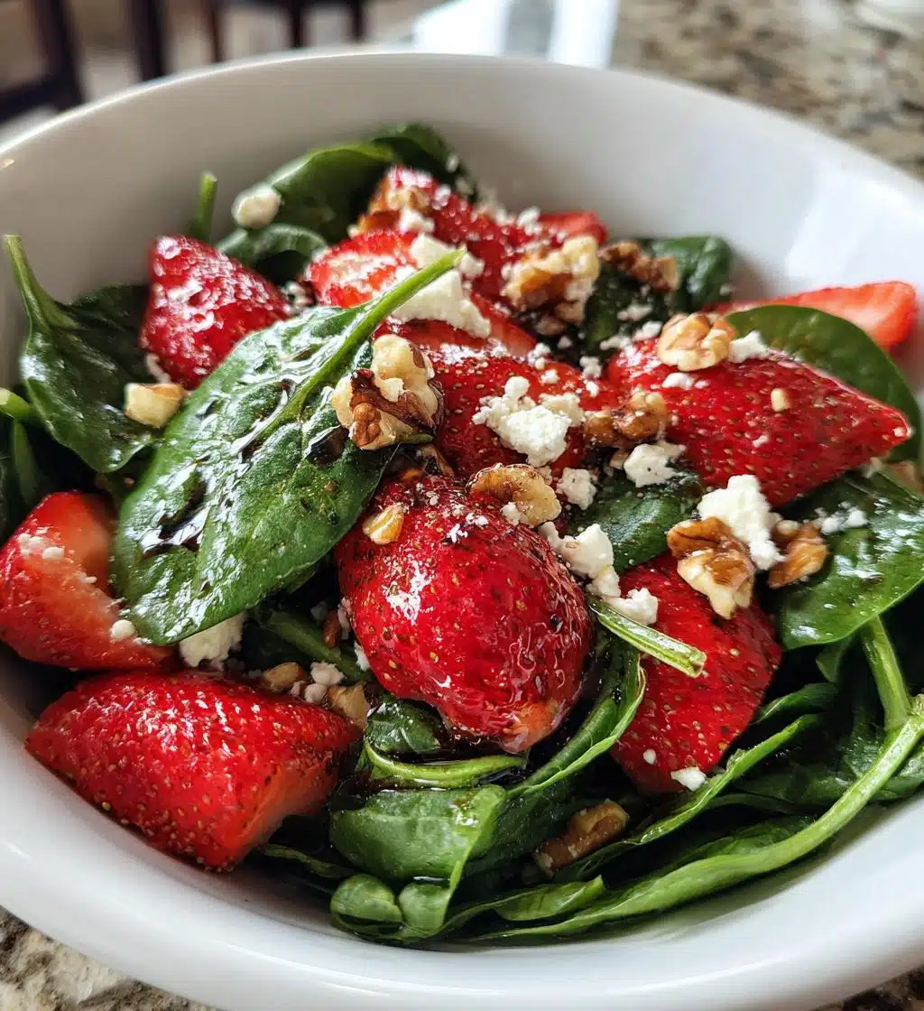 15 minute strawberry spinach salad - detail 1