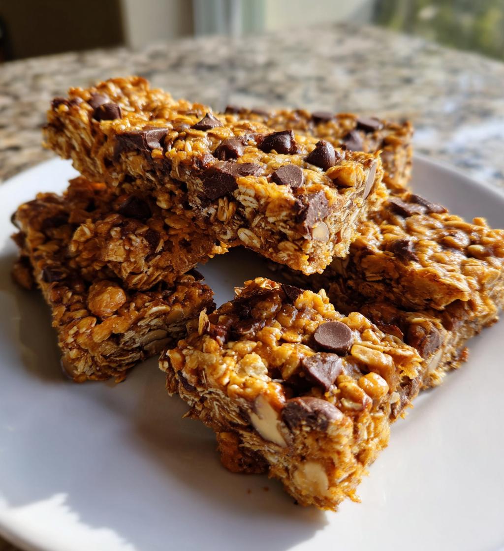 5 ingredient peanut butter granola bars - detail 1