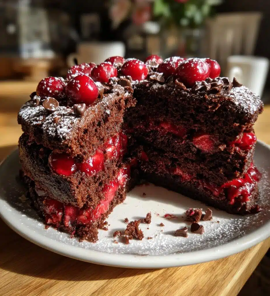 Chocolate Cherry Christmas Cake