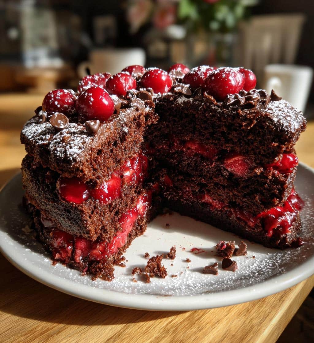 Chocolate Cherry Christmas Cake