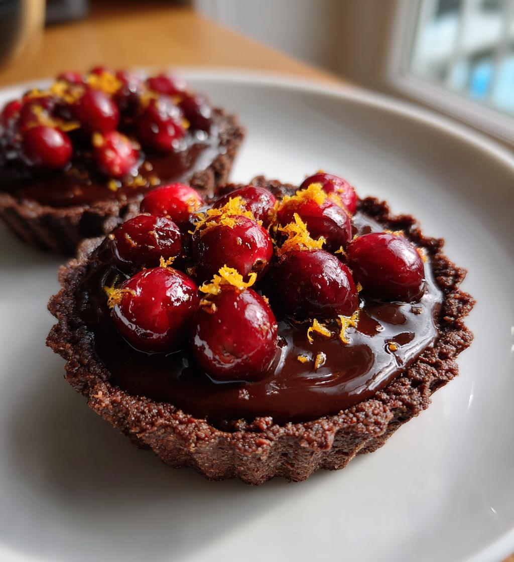 Chocolate Tart with Cranberries – Christmas Treat - detail 1