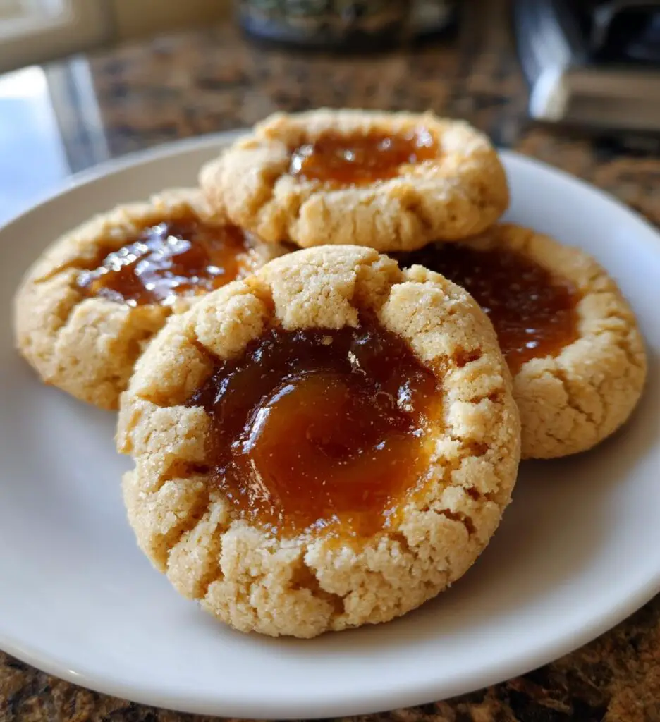 Christmas Caramel Thumbprint Cookies