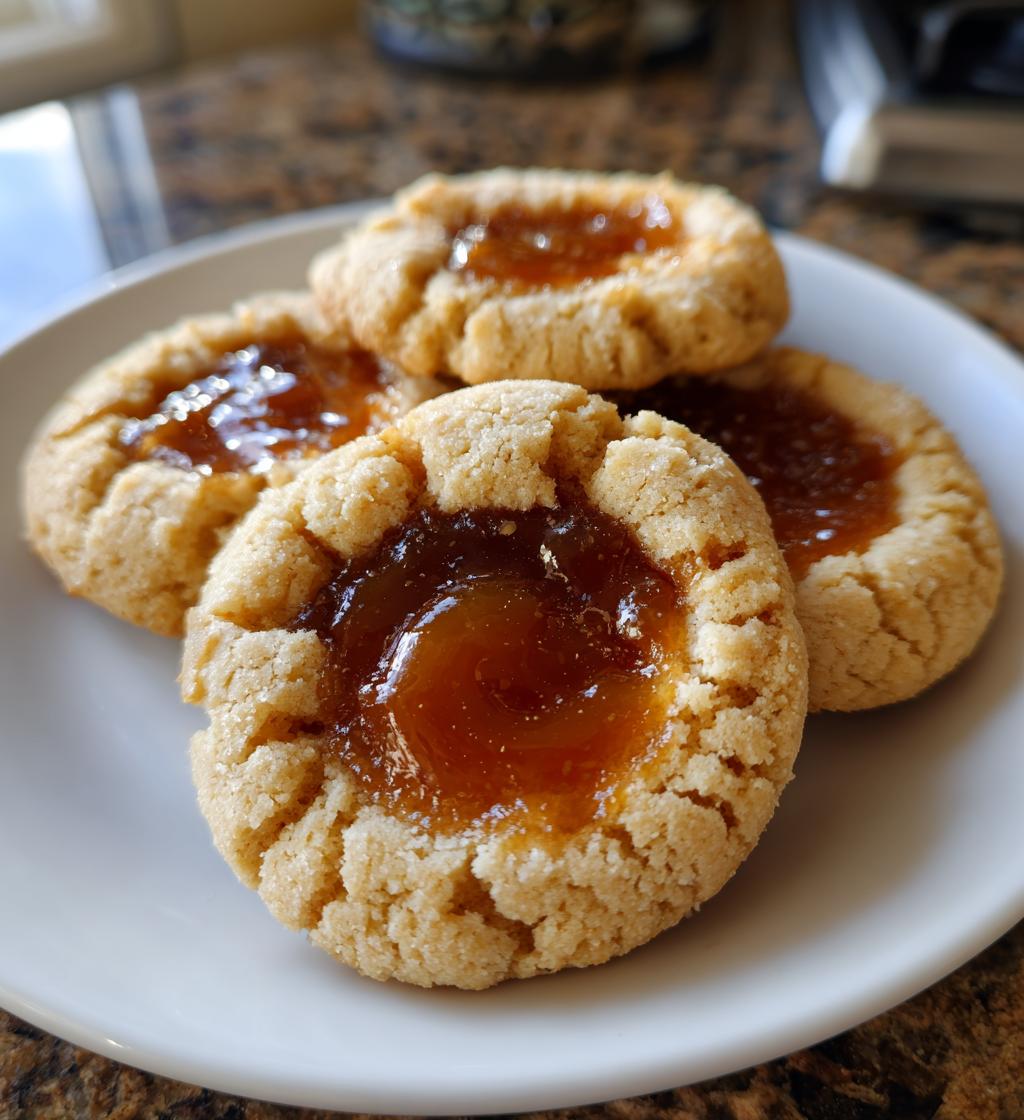 Christmas Caramel Thumbprint Cookies