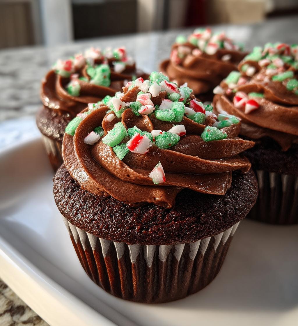 Christmas Chocolate Peppermint Cupcakes