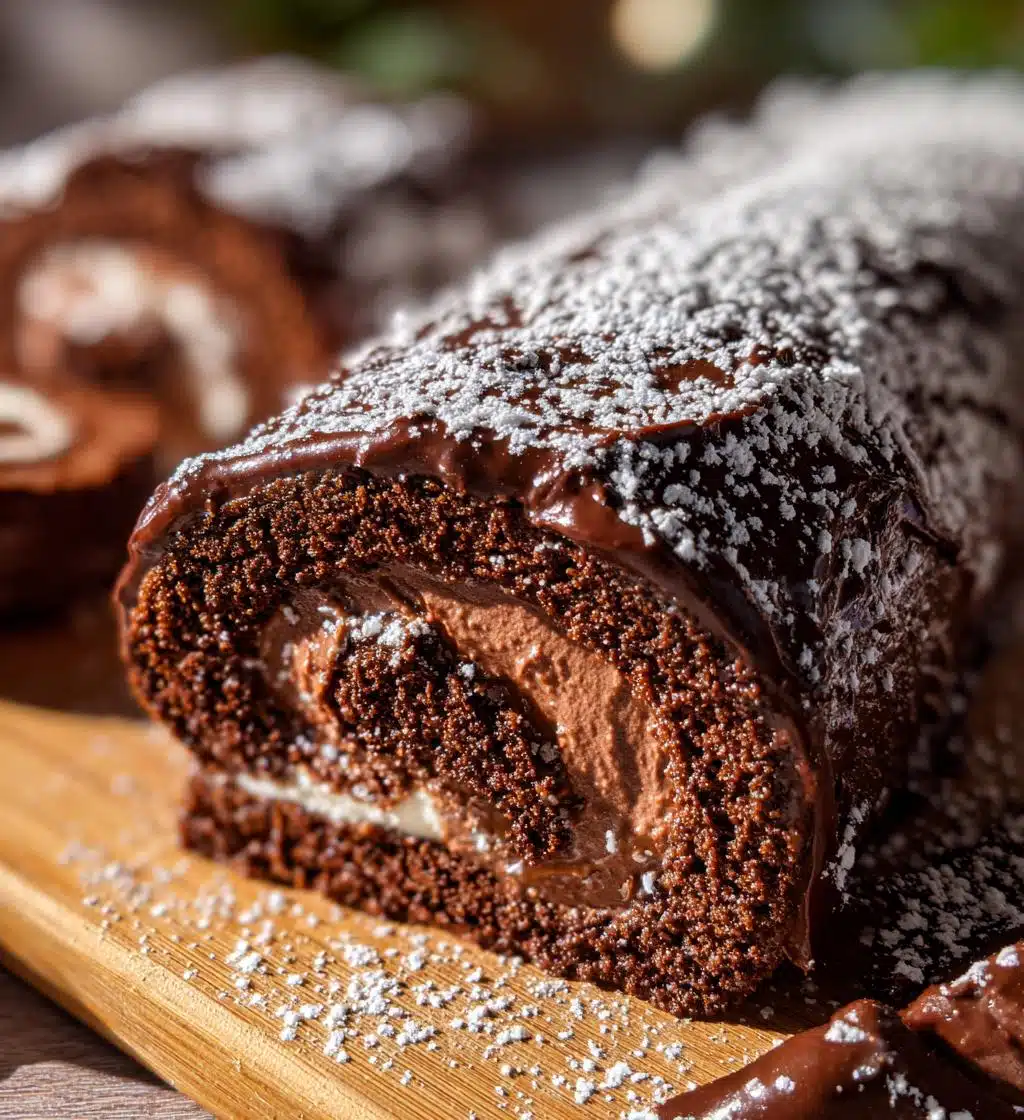 Classic Yule Log (Bûche de Noël) for Christmas