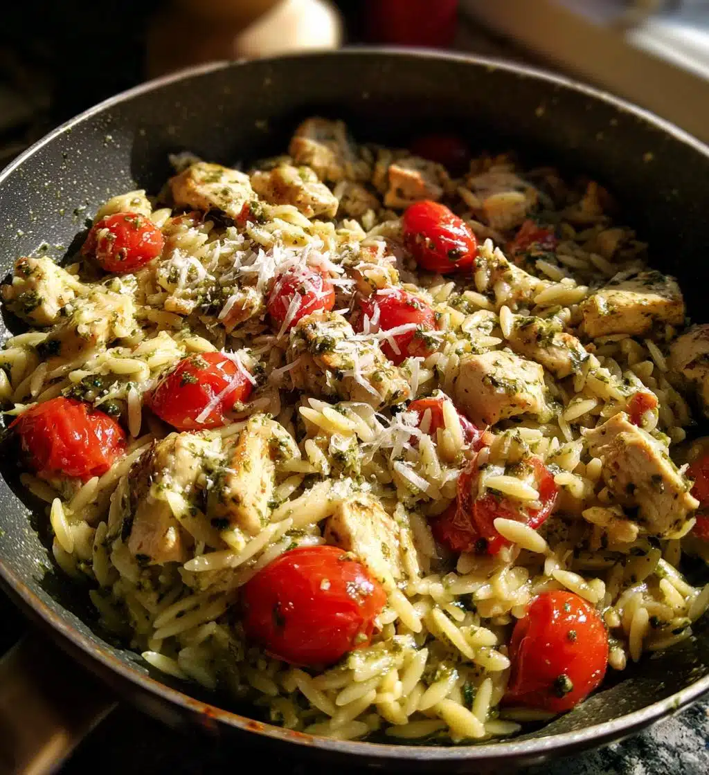 One Pan Chicken & Pesto Orzo