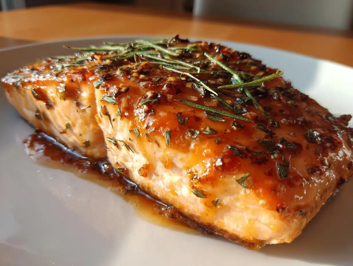 air fryer honey mustard salmon - detail 1