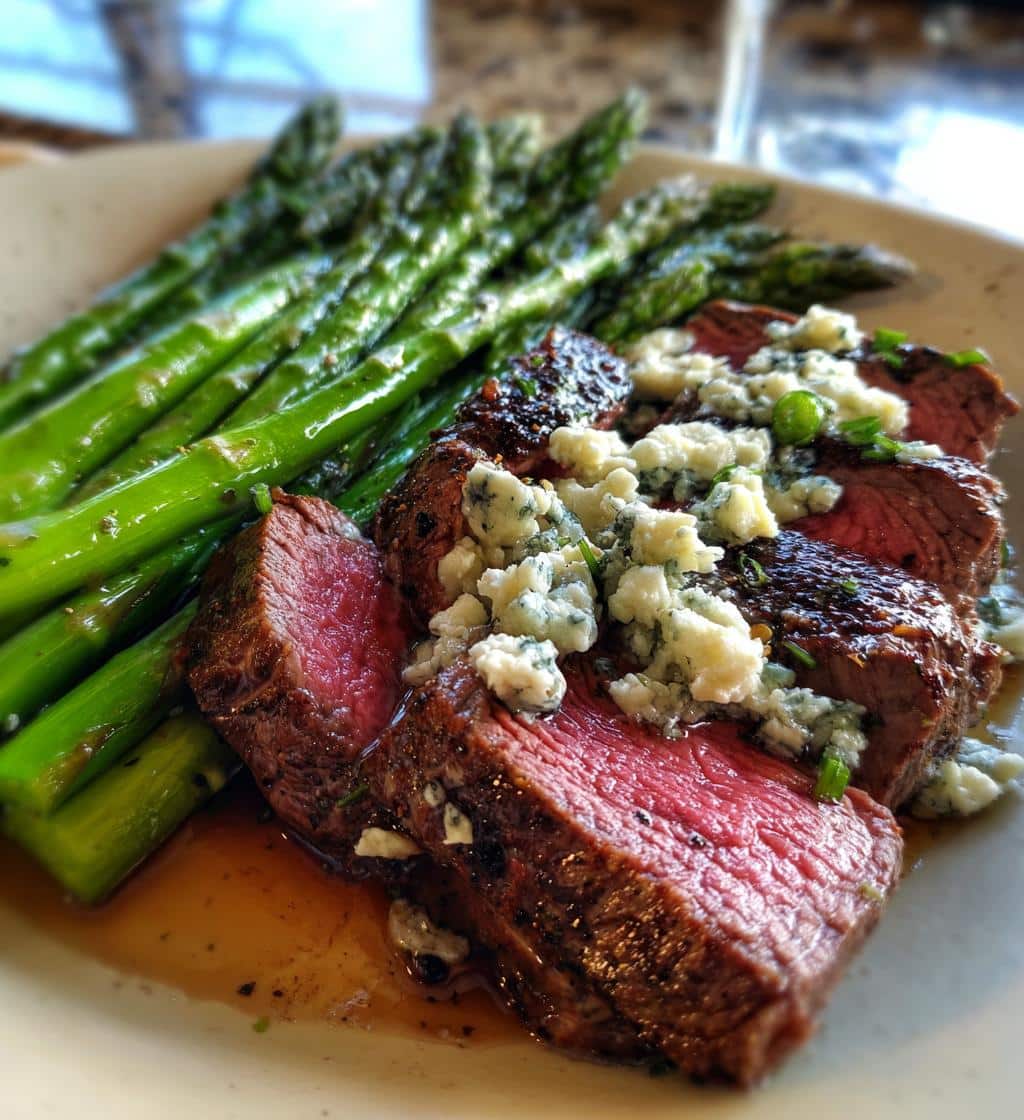 asparagus with blue cheese and beef - detail 1