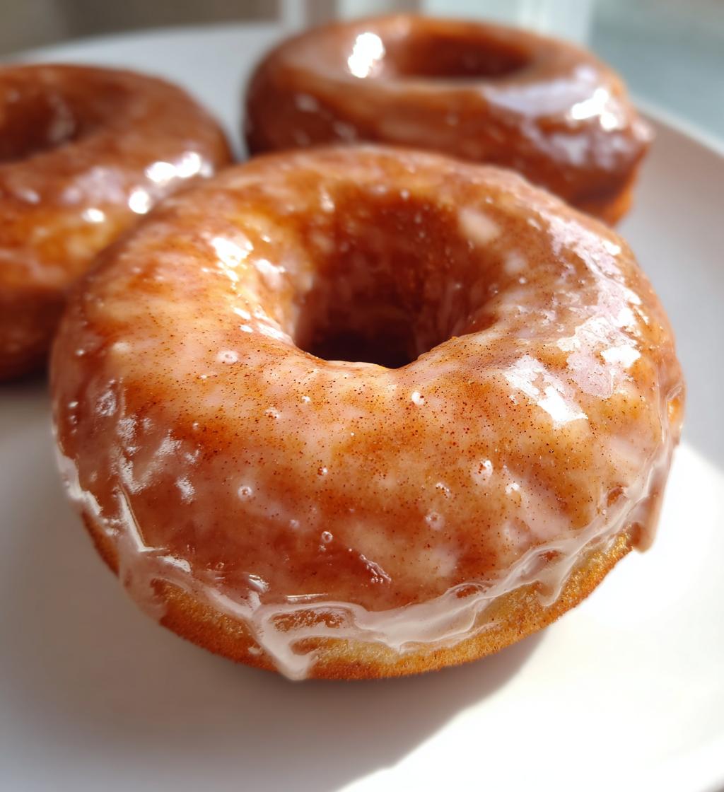 baked apple cider doughnuts with cinnamon maple glaze