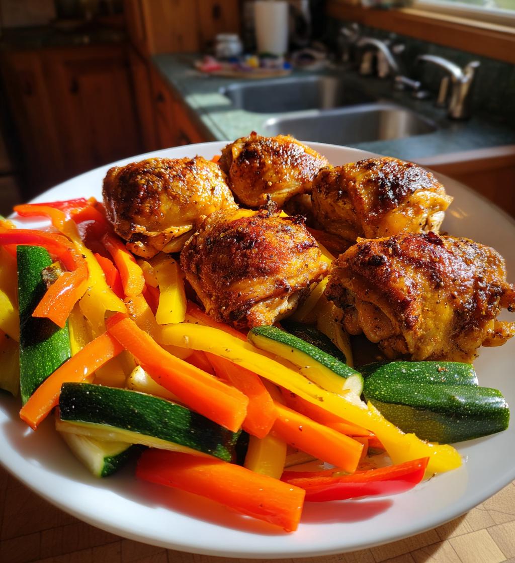 baked chicken thighs and vegetables - detail 1