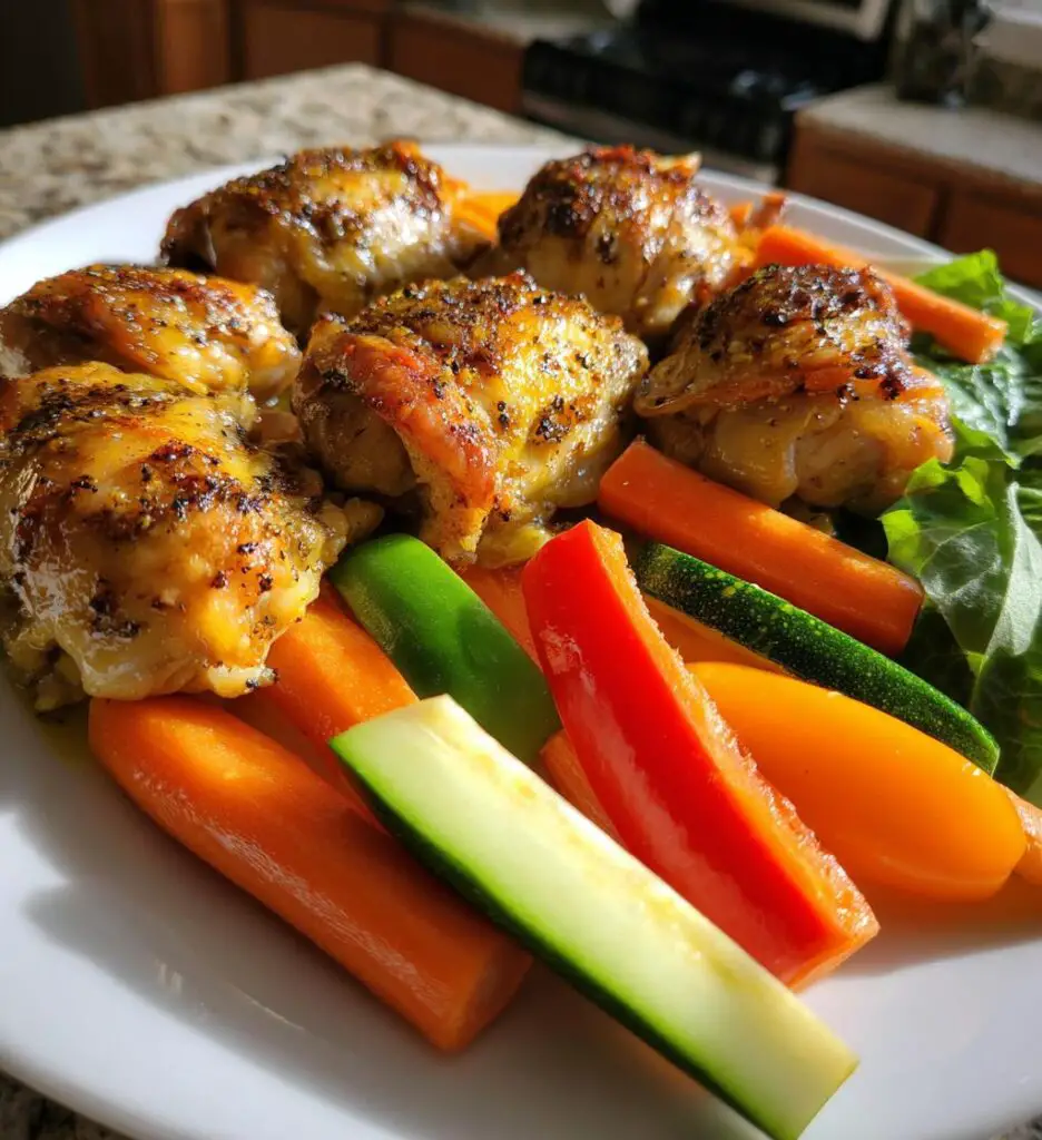 baked chicken thighs and vegetables