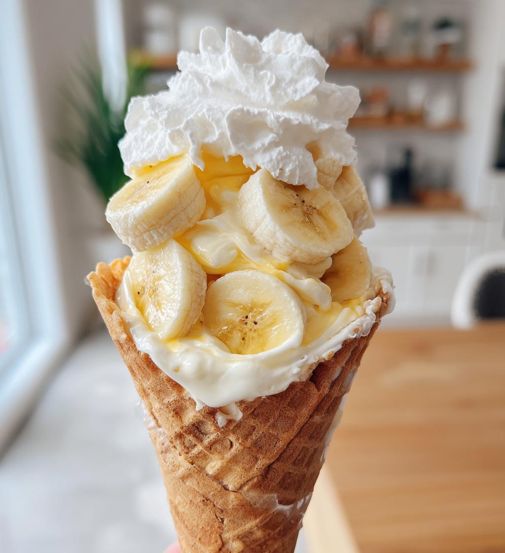 banana pudding cheesecake cones - detail 1