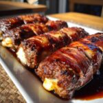 bbq beef wrapped mozzarella sticks