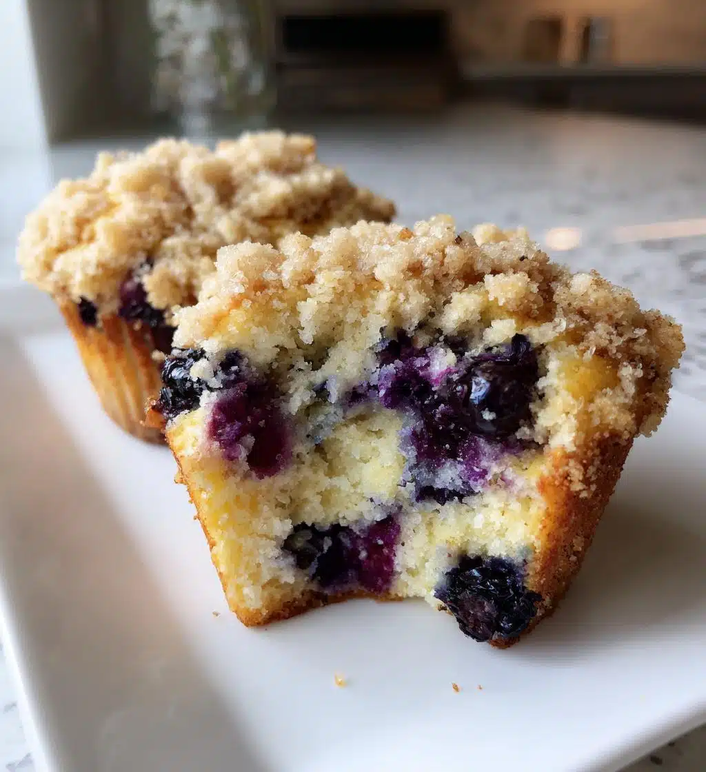 blueberry muffins with streusel crumb topping - detail 1