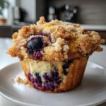 blueberry muffins with streusel crumb topping