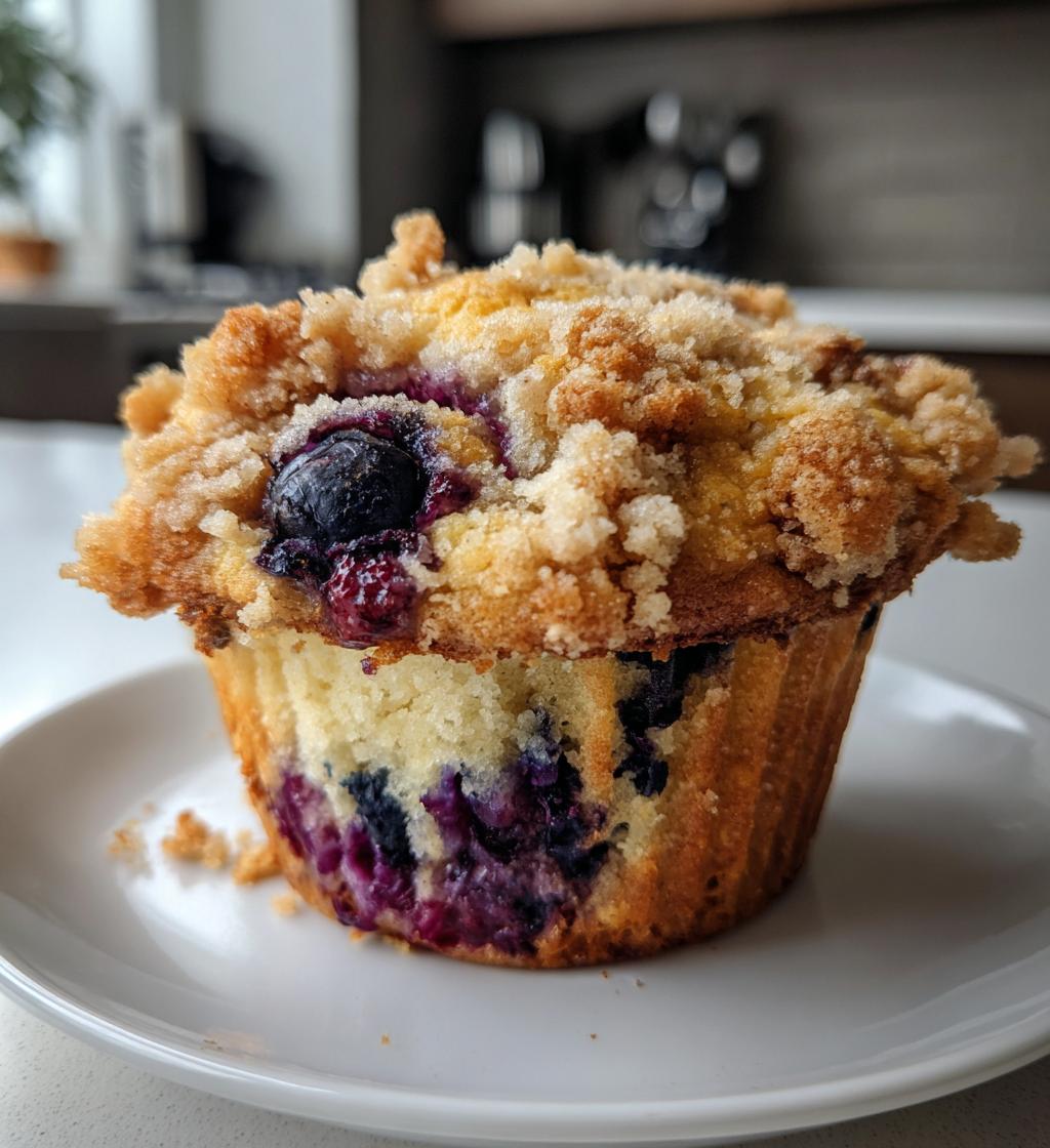 blueberry muffins with streusel crumb topping