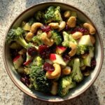 broccoli cashew salad with apples pears and cranberries