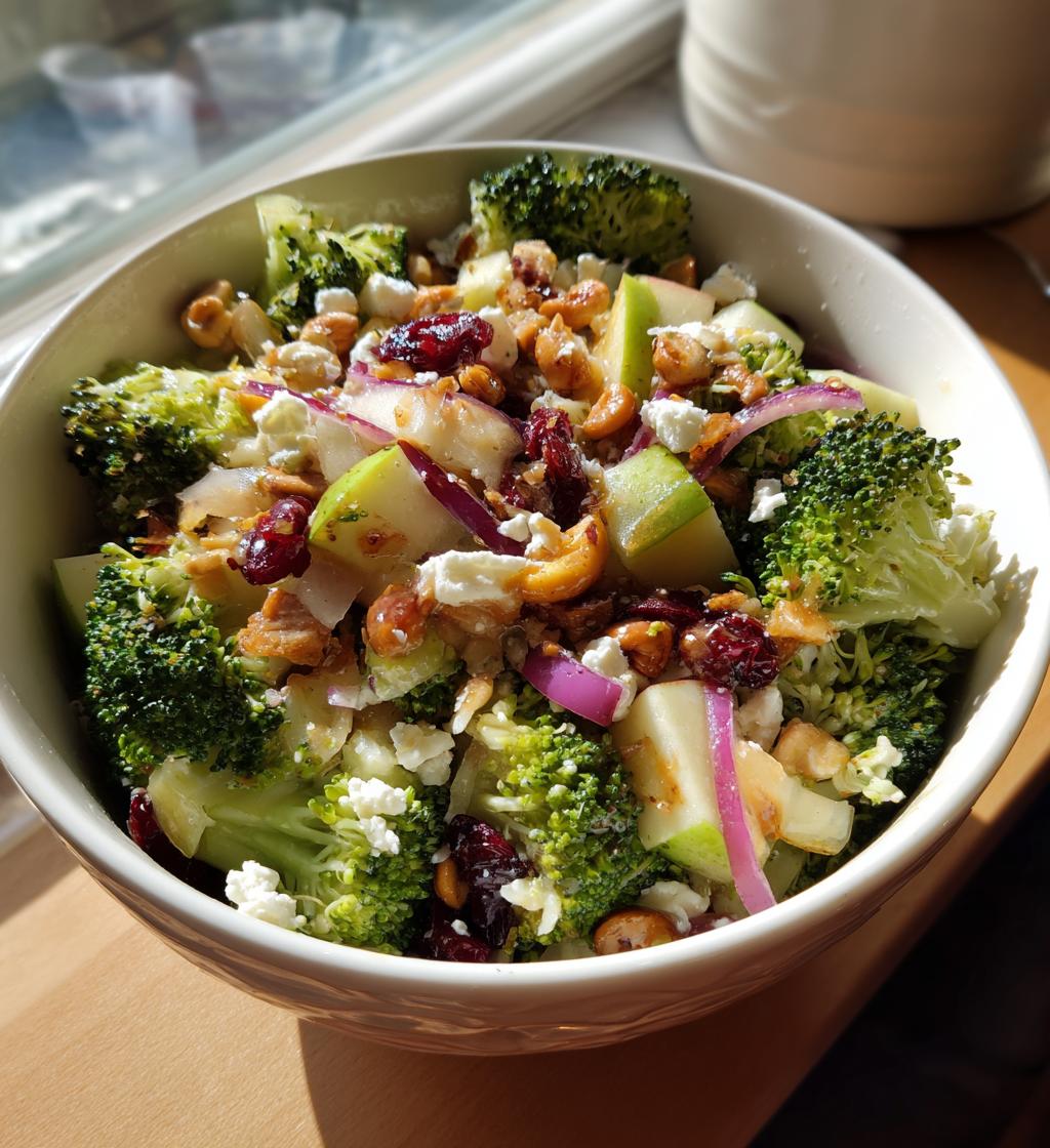 broccoli cashew salad with apples pears and cranberries recipe - detail 1