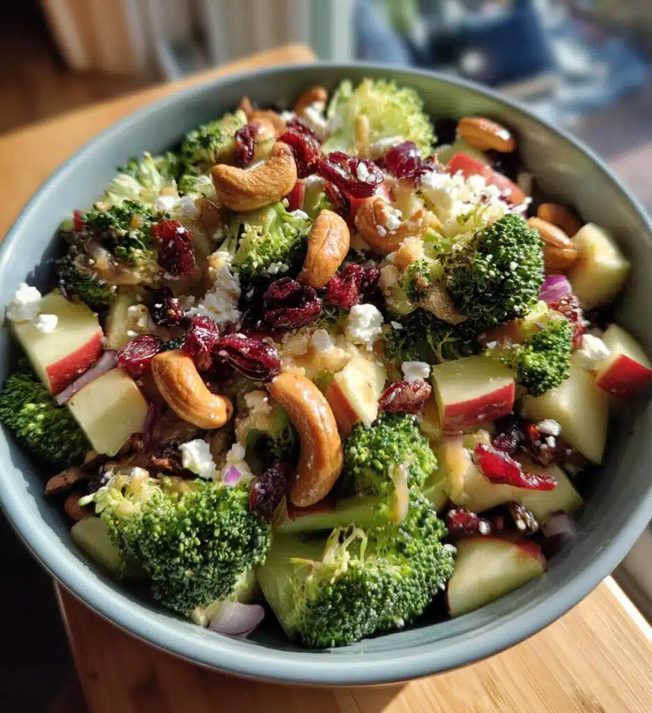 broccoli cashew salad with apples pears and cranberries recipe