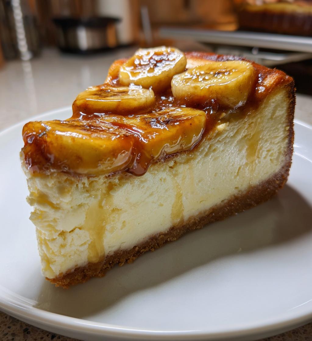caramelized banana cheesecake with rum glaze - detail 1
