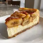 caramelized banana cheesecake with rum glaze