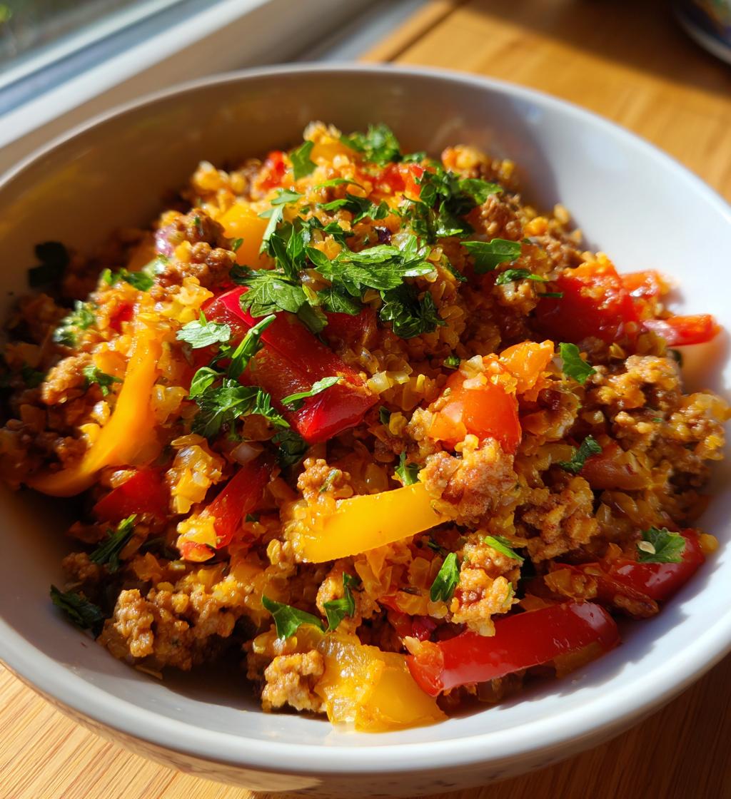 cauliflower rice turkey bowl healthy dinner recipe