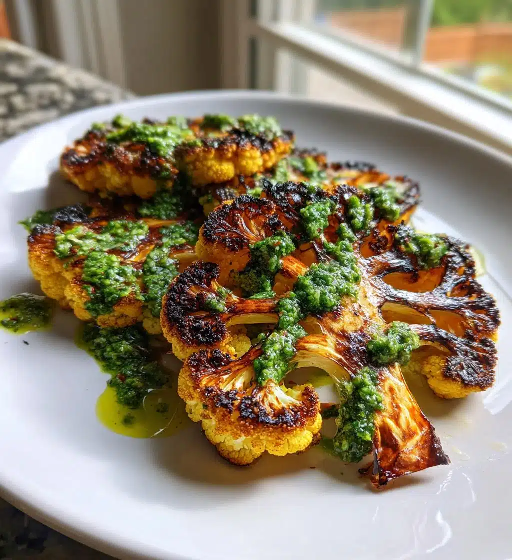 cauliflower steaks with chimichurri - detail 1