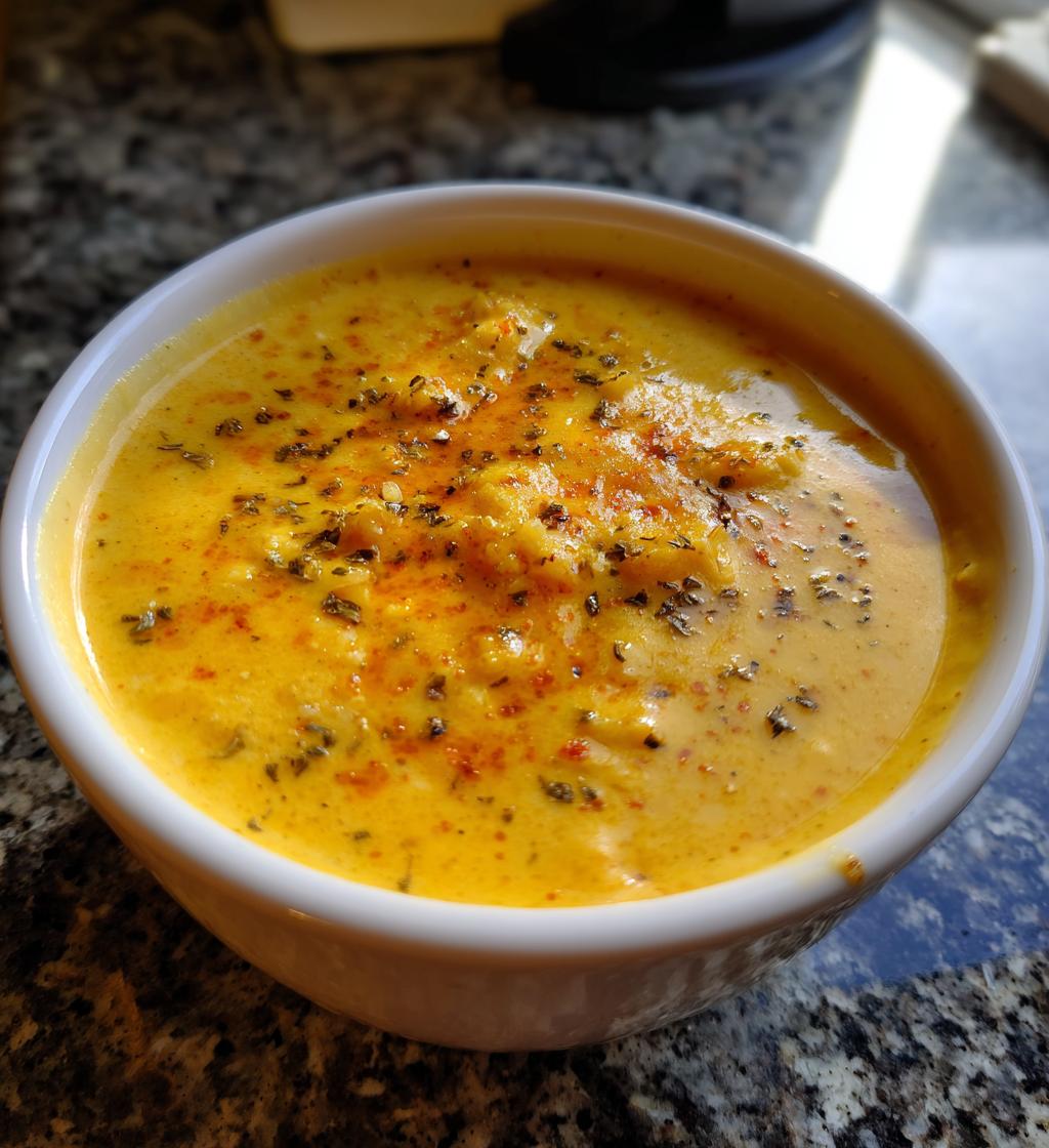 cheddar cauliflower and roasted garlic soup - detail 1
