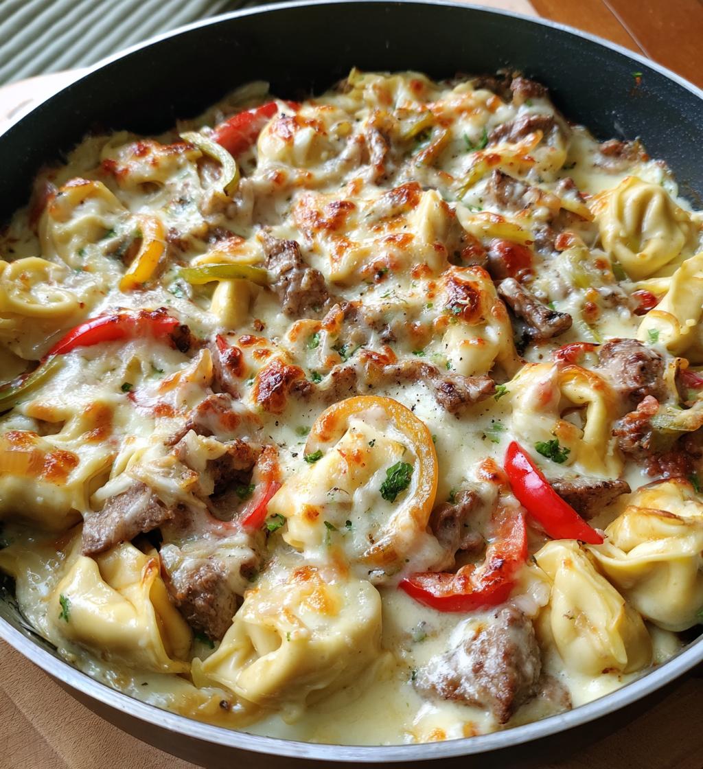 cheesesteak tortellini in rich provolone sauce - detail 1