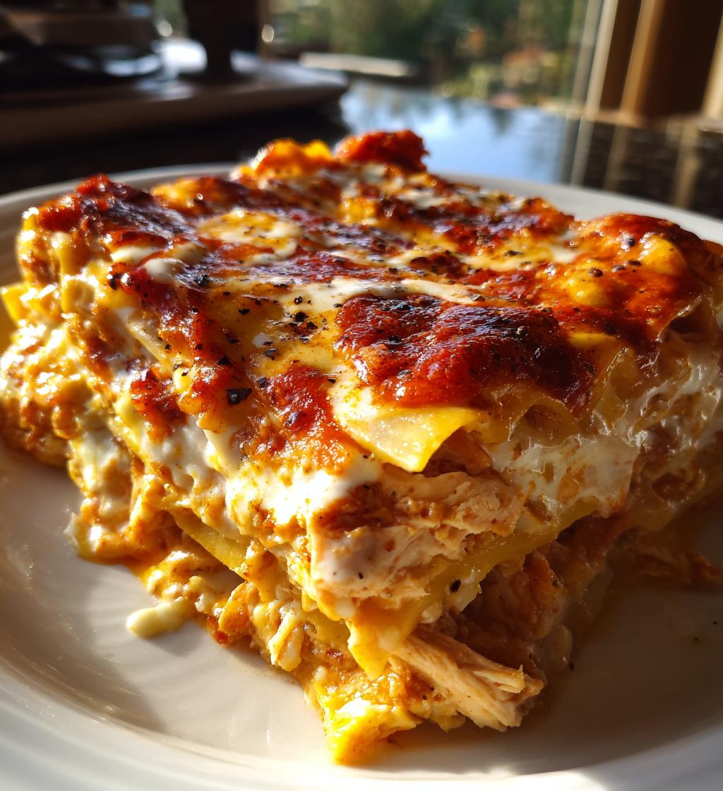 cheesy buffalo chicken lasagna with ranch drizzle - detail 1