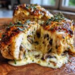 cheesy garlic butter mushroom stuffed chicken