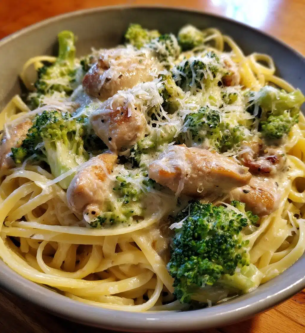 cheesy garlic chicken and broccoli pasta - detail 1