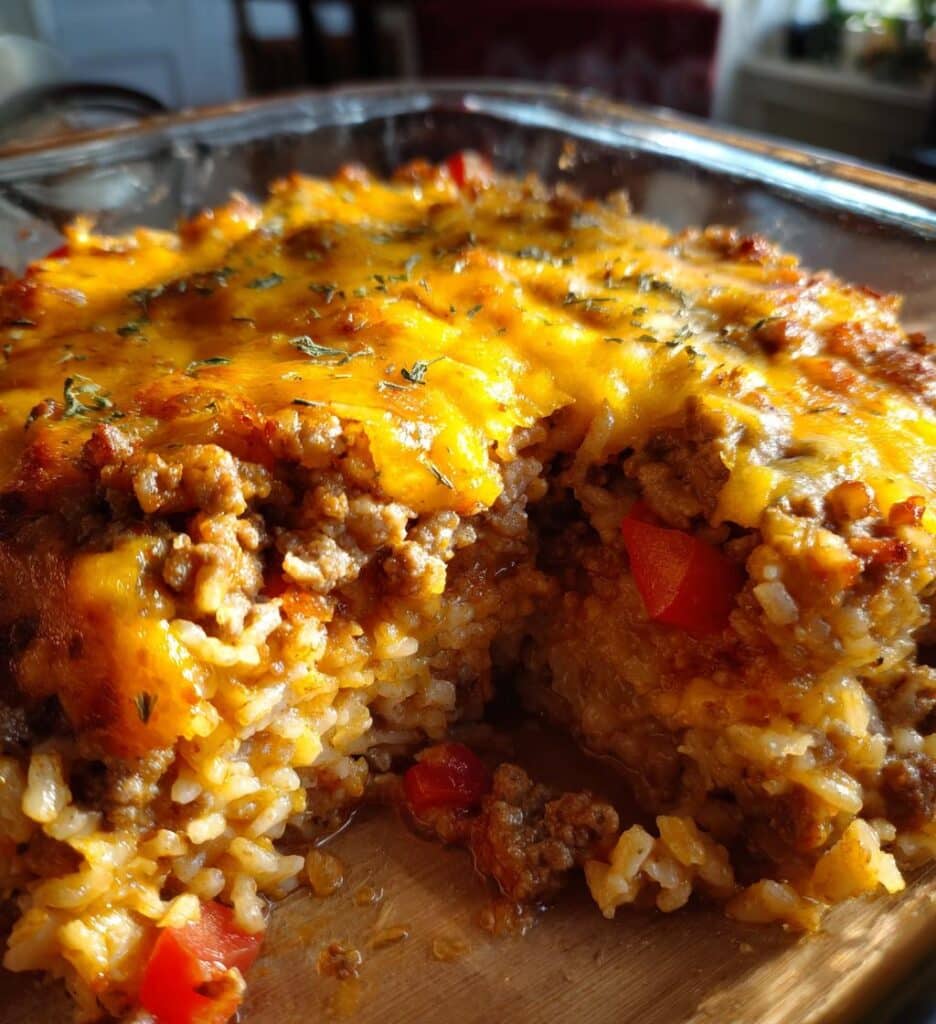 cheesy ground beef rice casserole recipe