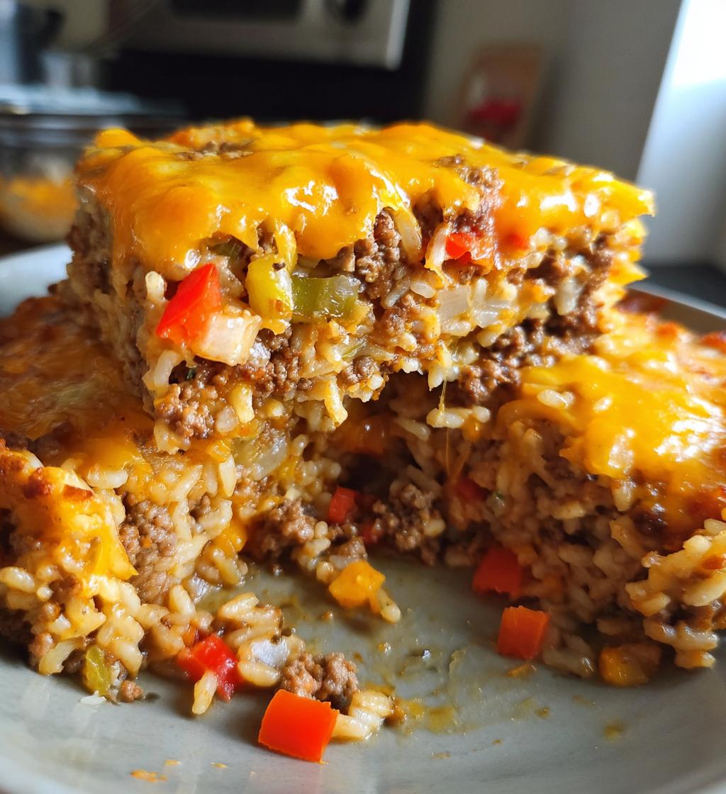cheesy hamburger rice casserole - detail 1