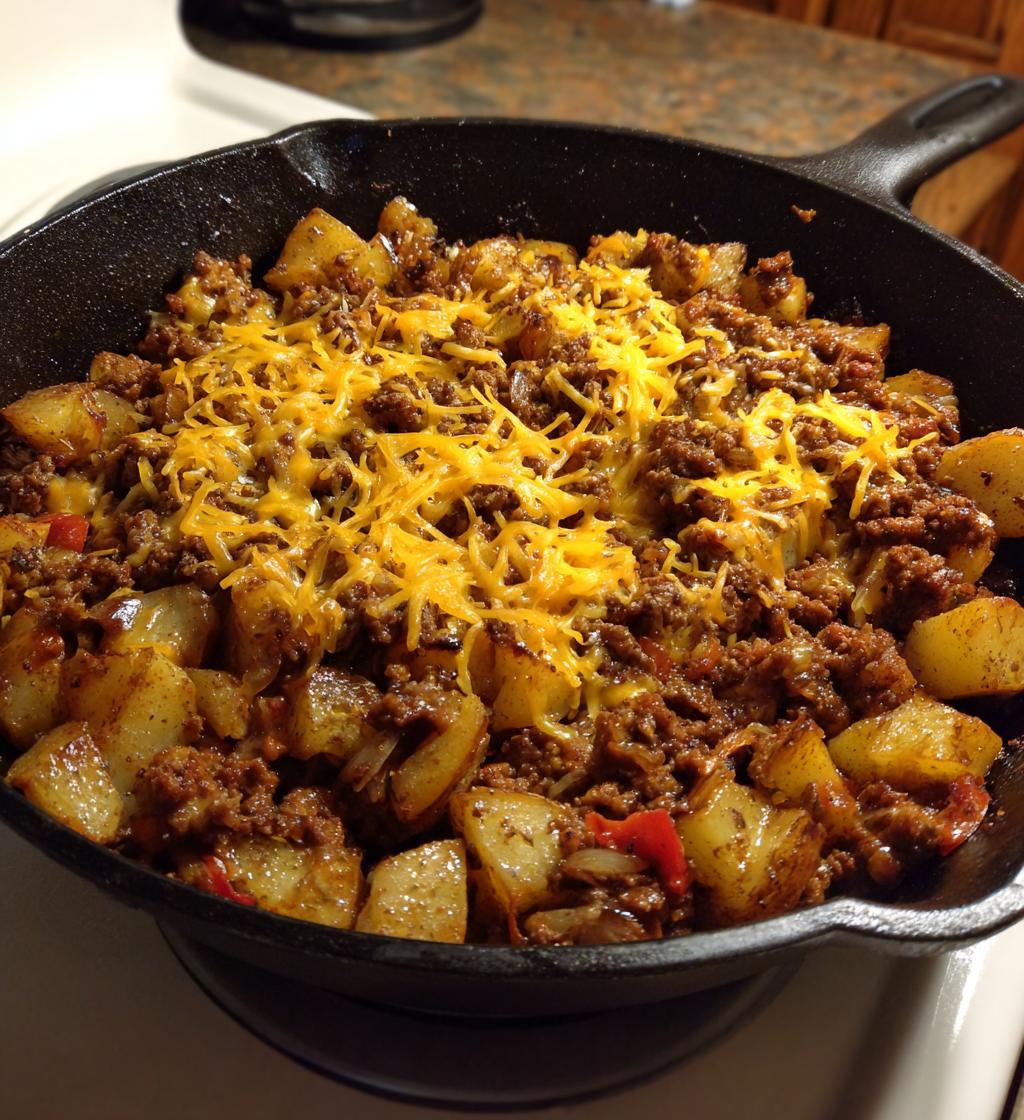 cheesy one pan meat potatoes recipe - detail 1