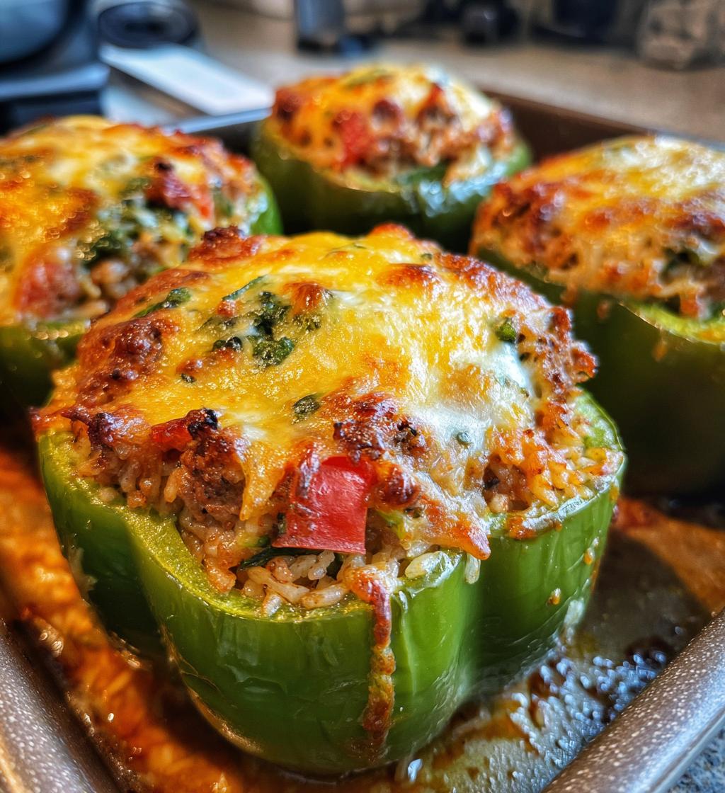 cheesy stuffed green peppers