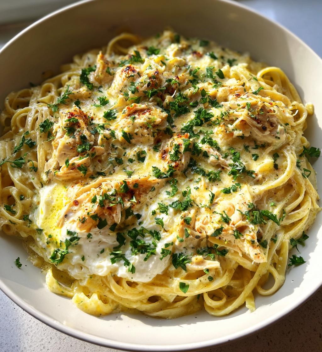 chicken spaghetti with burrata and lemon butter garlic sauce