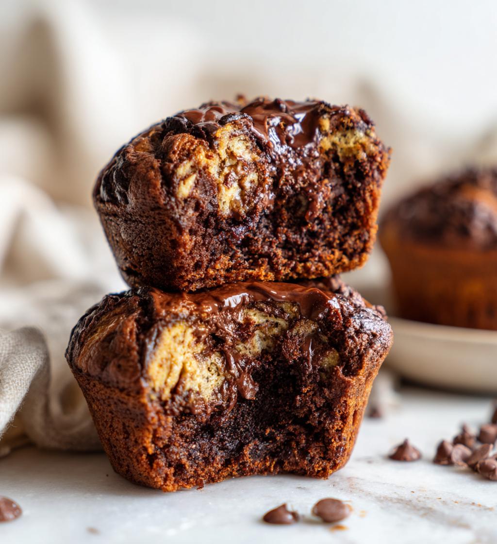 chocolate almond butter swirl muffins - detail 1