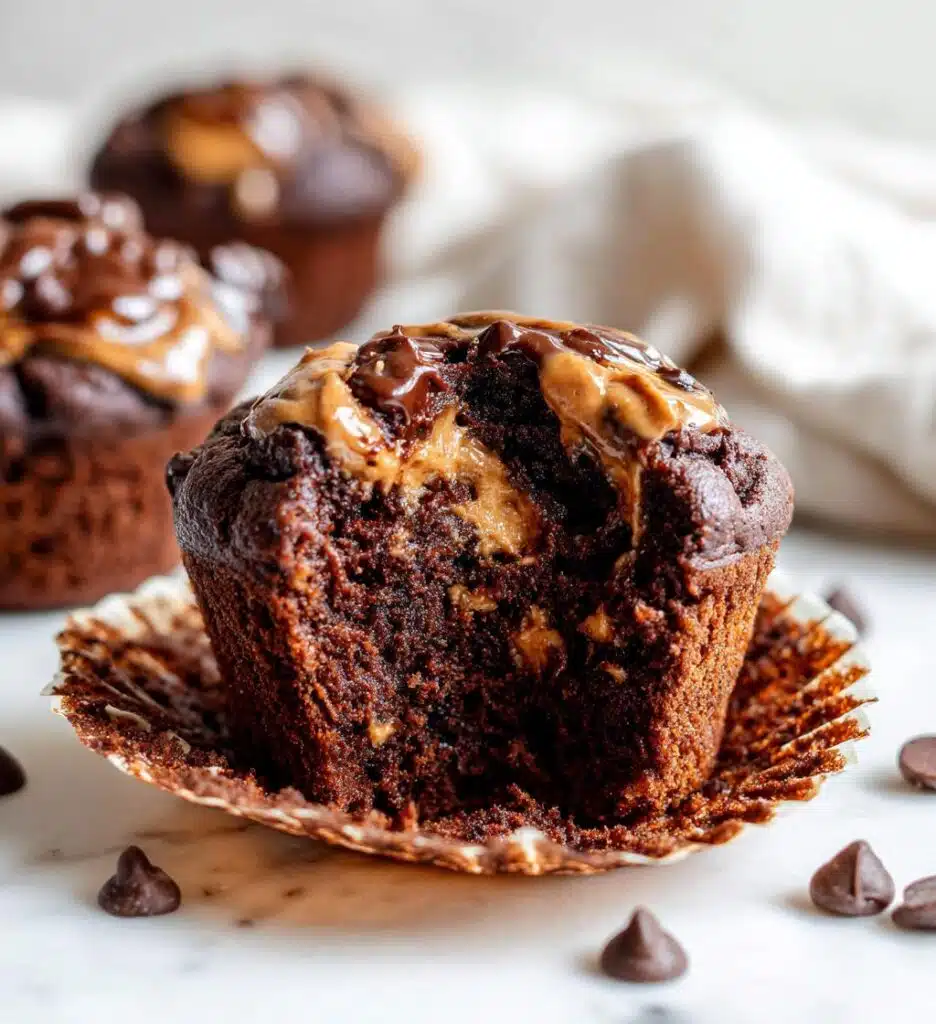 chocolate almond butter swirl muffins