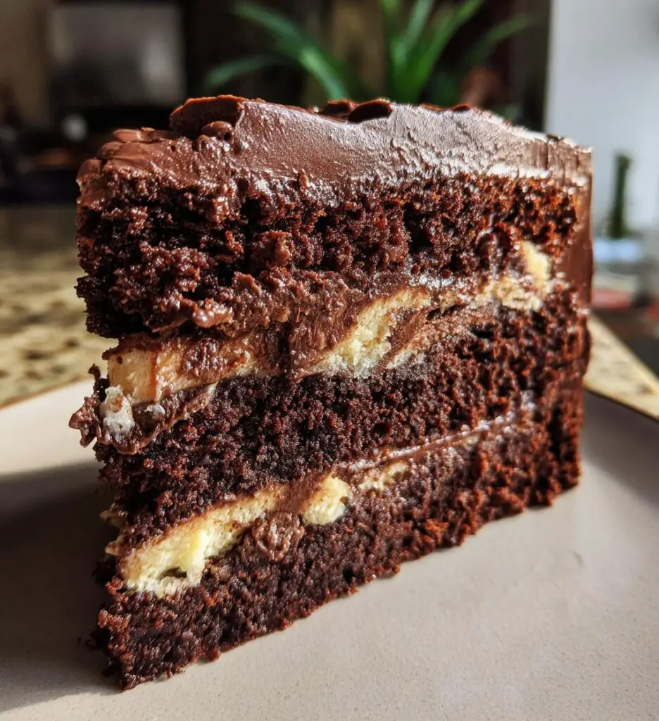 chocolate cake with edible cookie dough filling