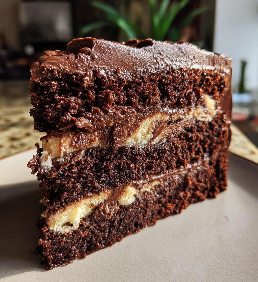 chocolate cake with edible cookie dough filling