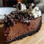 chocolate cheesecake with an oreo crust