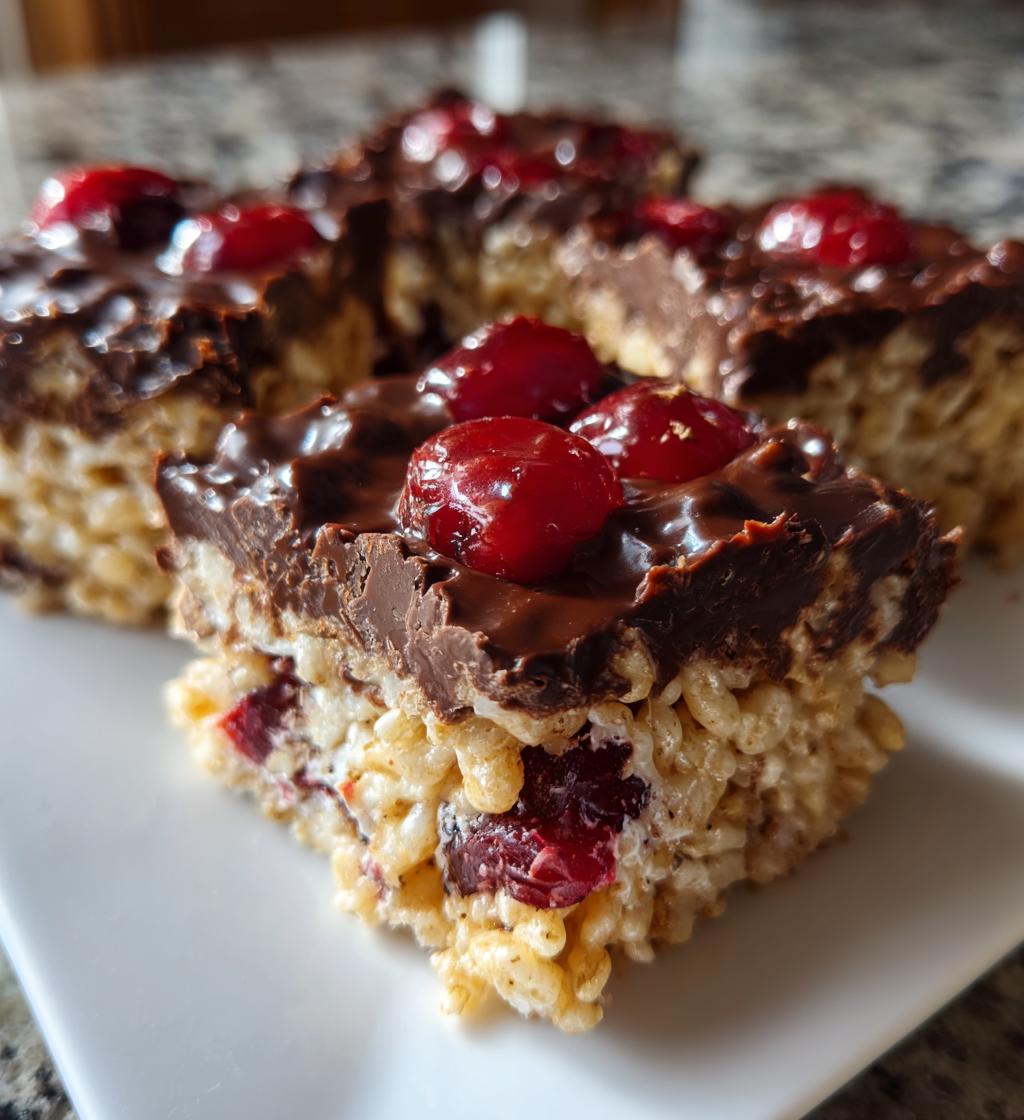 chocolate covered cherry rice krispies treats