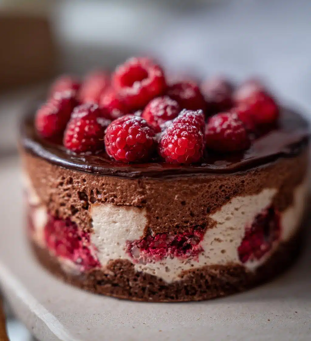 chocolate raspberry mousse cake - detail 1