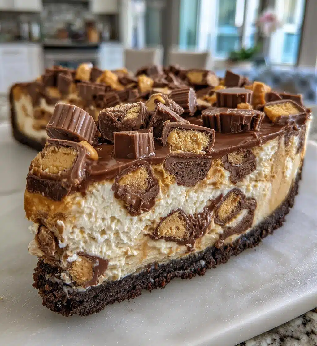 chocolate reeses cheesecake - detail 1