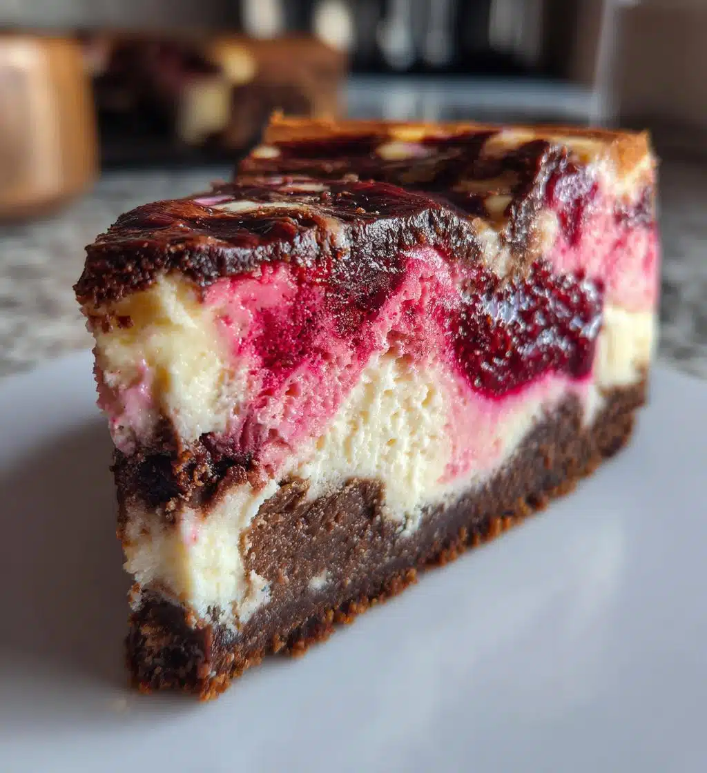 chocolate strawberry swirl cheesecake - detail 1