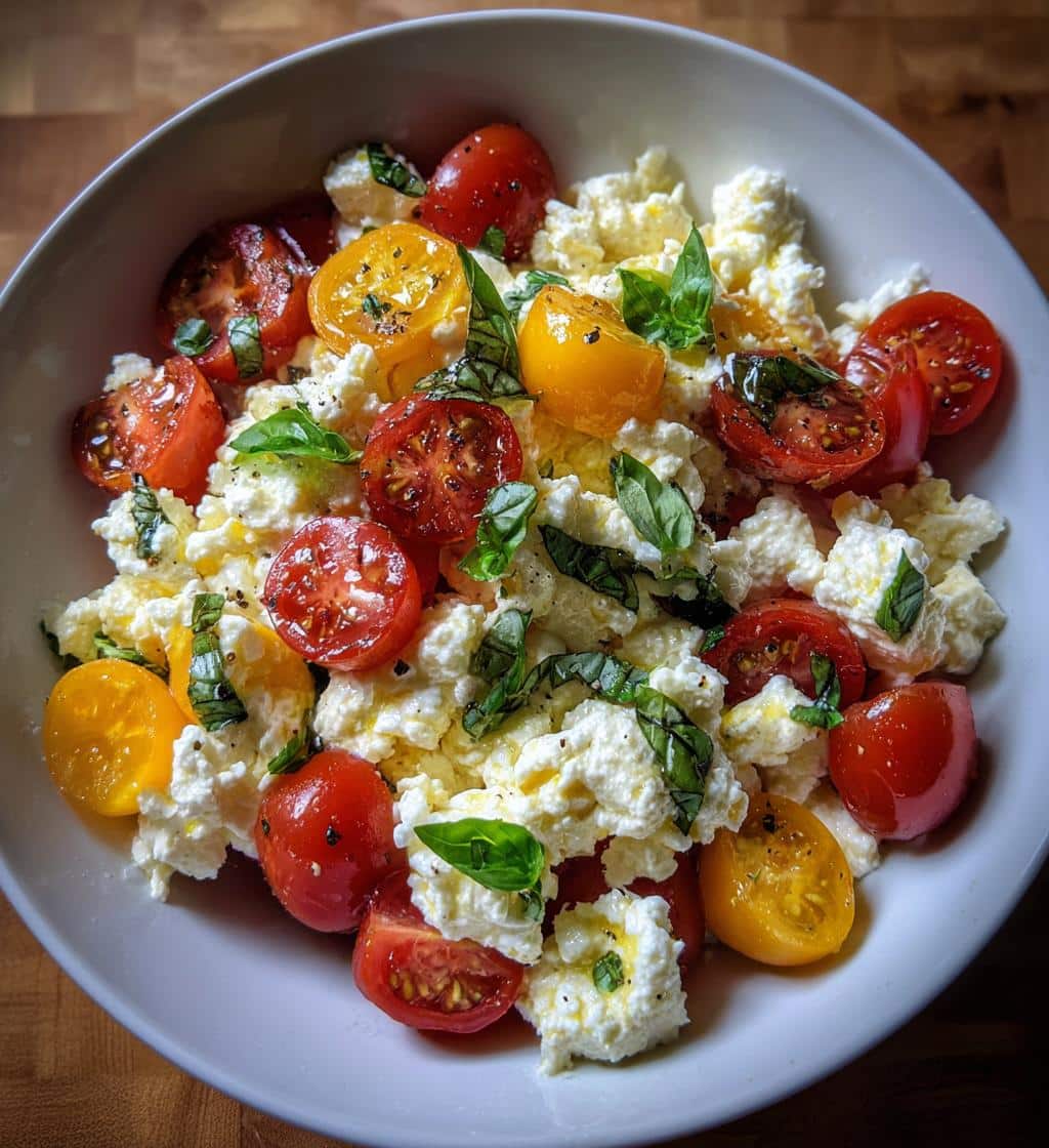 cottage cheese caprese salad - detail 1