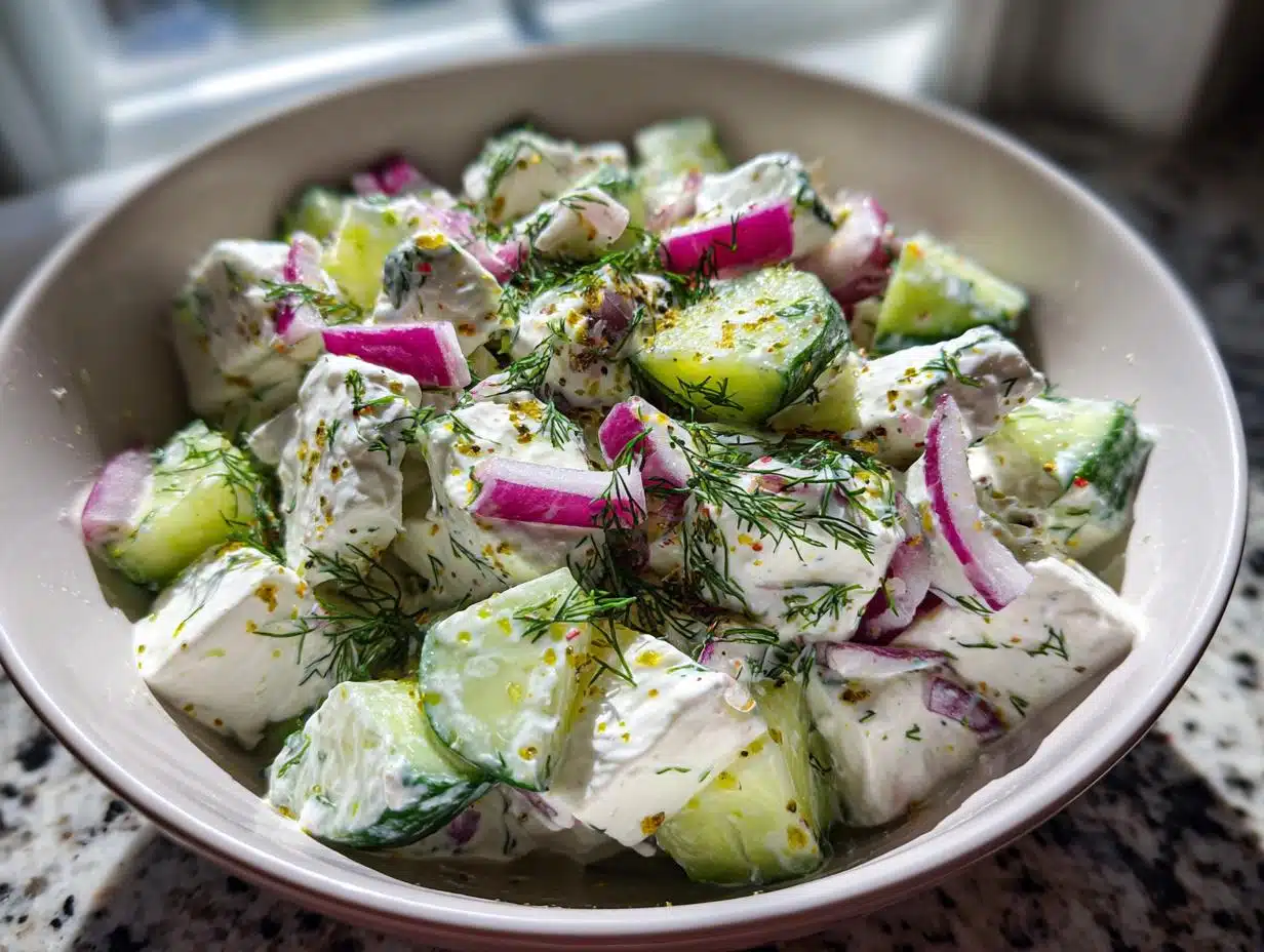 cottage cheese cucumber salad - detail 1