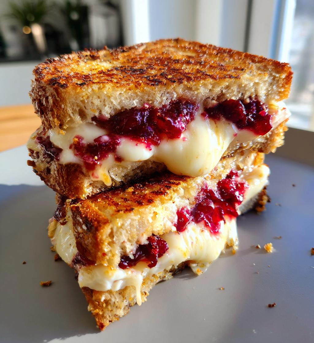 cranberry brie and mozzarella grilled sandwich