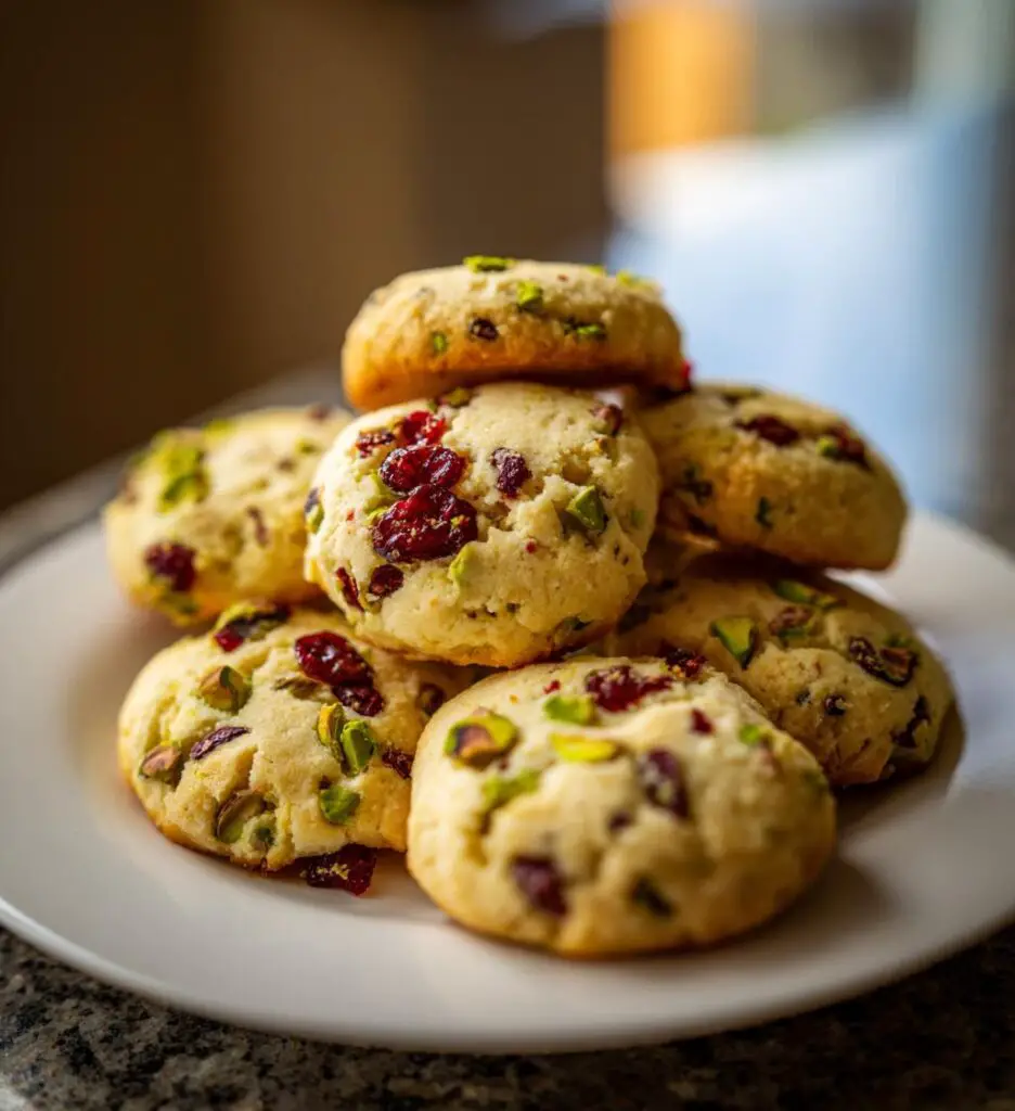 cranberry pistachio shortbread cookies